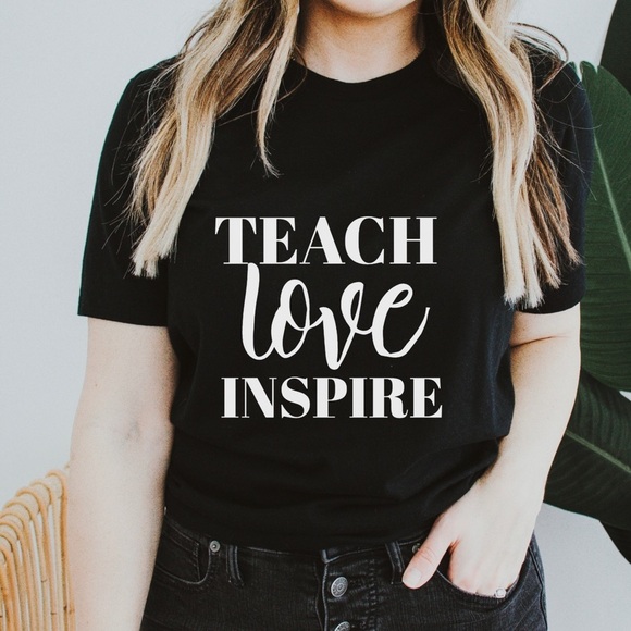 Teach Love Inspire Crew Neck Short Sleeve Tee Shirt Graphic - Picture 1 of 3